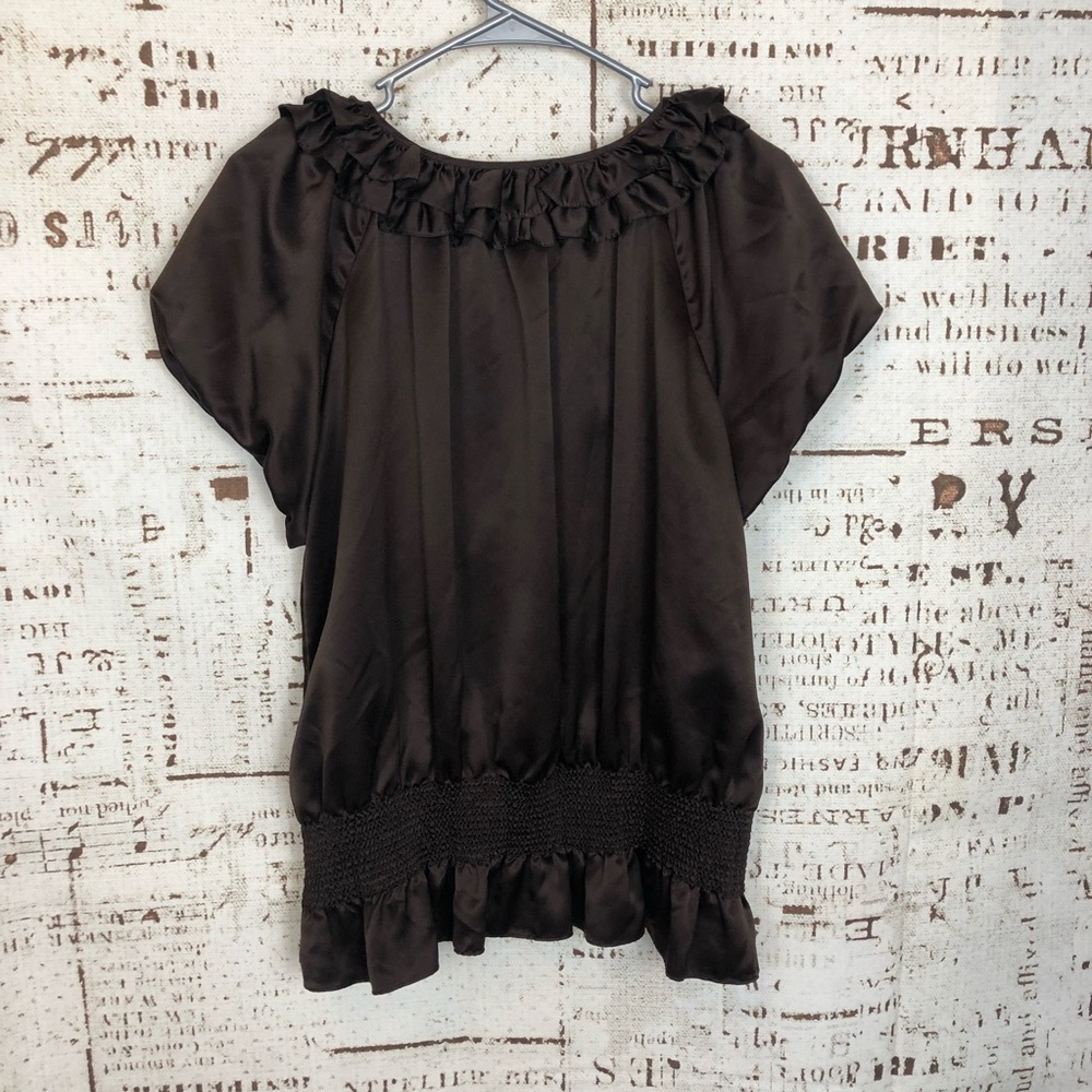 Allen B. Ruffle Brown Blouse - Picture 5 of 5